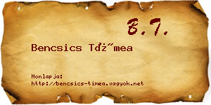 Bencsics Tímea névjegykártya